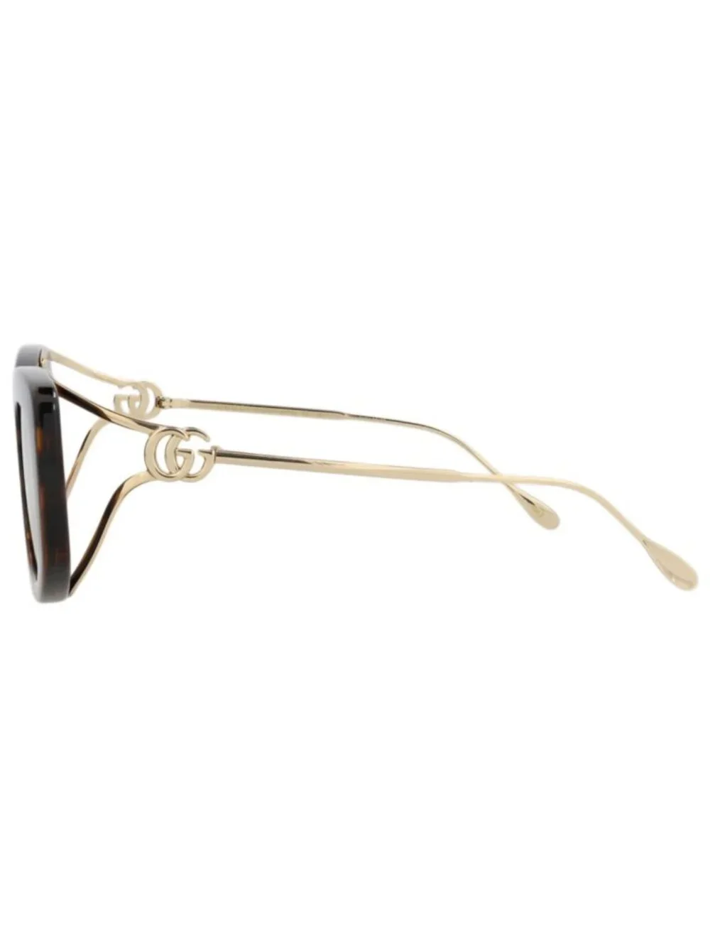 New Gucci Women's Sunglasses Square Rectangle Injection Frame Havana Gold Brown